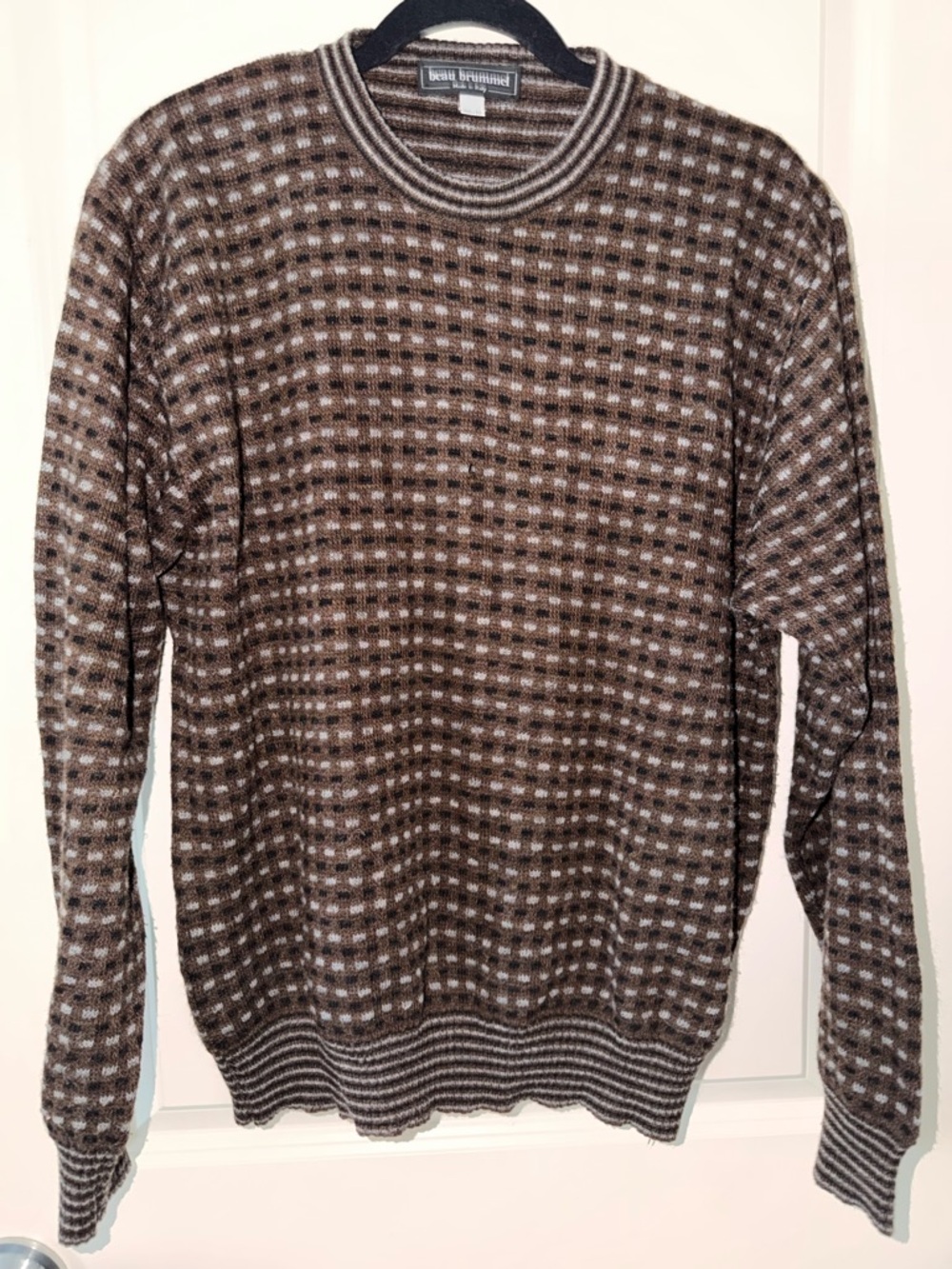 Brown Patterned Crewneck Sweater